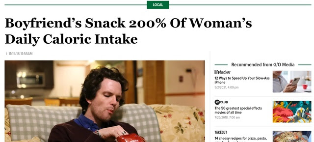 Man eats snack that is 200 percent of woman's daily calorie goal